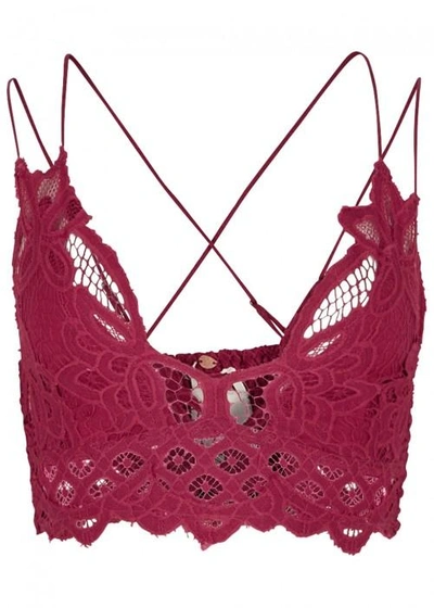 Shop Free People Adella Raspberry Lace Bra Top In Pink