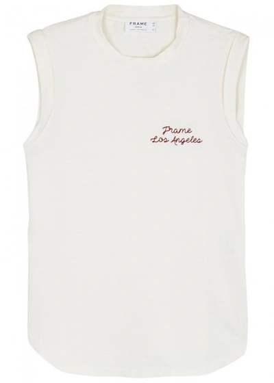 Shop Frame Ecru Embroidered Jersey Tank In Off White