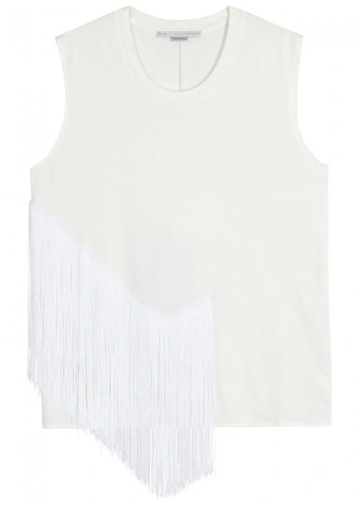 Shop Stella Mccartney Off White Fringed Cotton Tank In Ivory