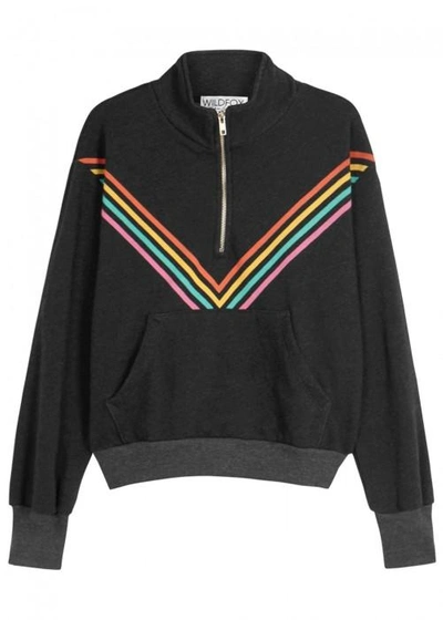 Shop Wildfox 80's Track Star Brushed Fleece Sweatshirt In Black