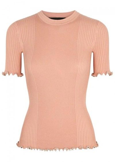 Shop Alexander Wang Blush Embellished Ribbed Top In Nude