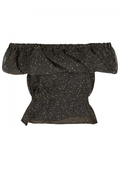 Shop Rejina Pyo Mina Off-the-shoulder Organza Top In Black And Caramel