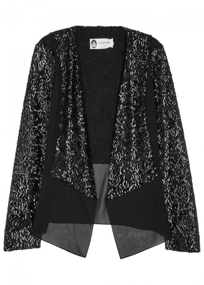 Shop Lanvin Black Sequinned Chiffon Jacket