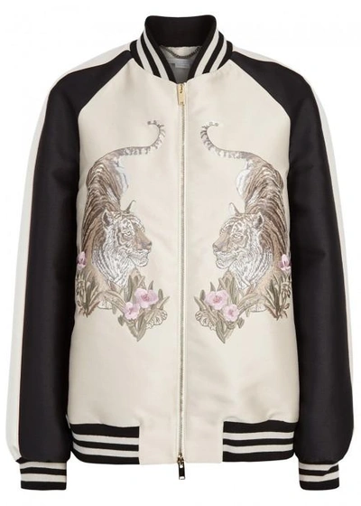 Shop Stella Mccartney Tiger-embroidered Bomber Jacket In Light Pink
