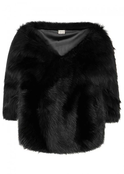 Shop Armani Collezioni Black Faux Fur Wrap