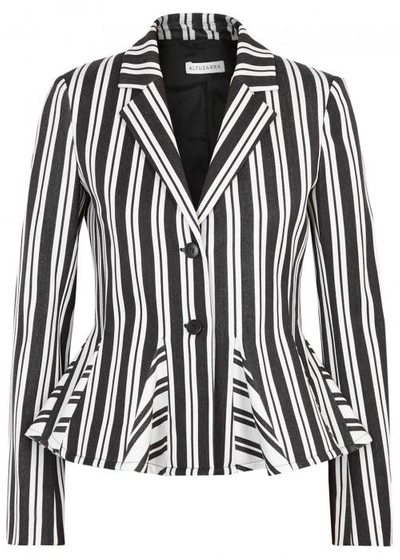 Shop Altuzarra Clary Striped Wool Blend Blazer In Black