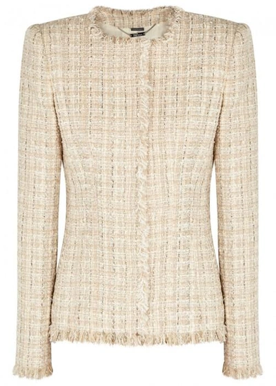 Shop Alexander Mcqueen Ecru Metallic Tweed Jacket In Ivory