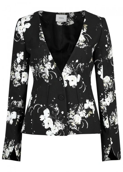 Shop Erdem May Floral-print Jacket In Black