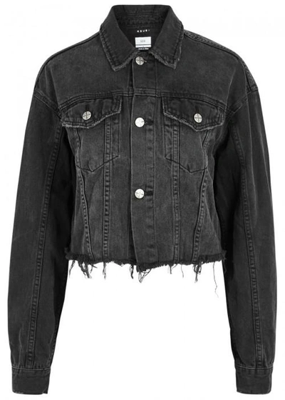 Shop Ksubi Daggarz Cropped Denim Jacket In Nearly Black