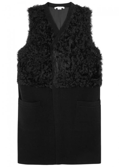 Shop Duffy Black Fur And Wool Blend Gilet