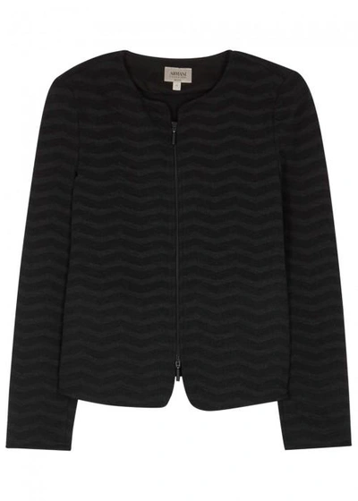 Shop Armani Collezioni Charcoal Textured Jersey Jacket