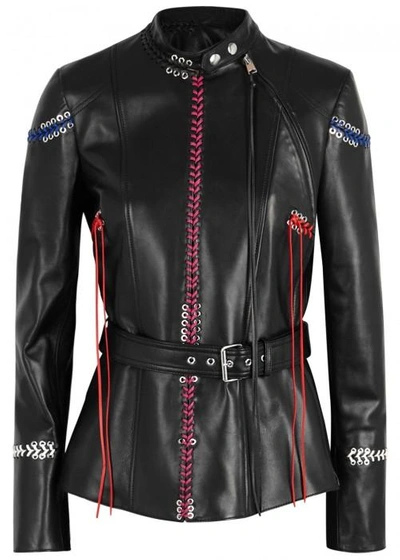 Shop Alexander Mcqueen Black Lace-up Leather Jacket