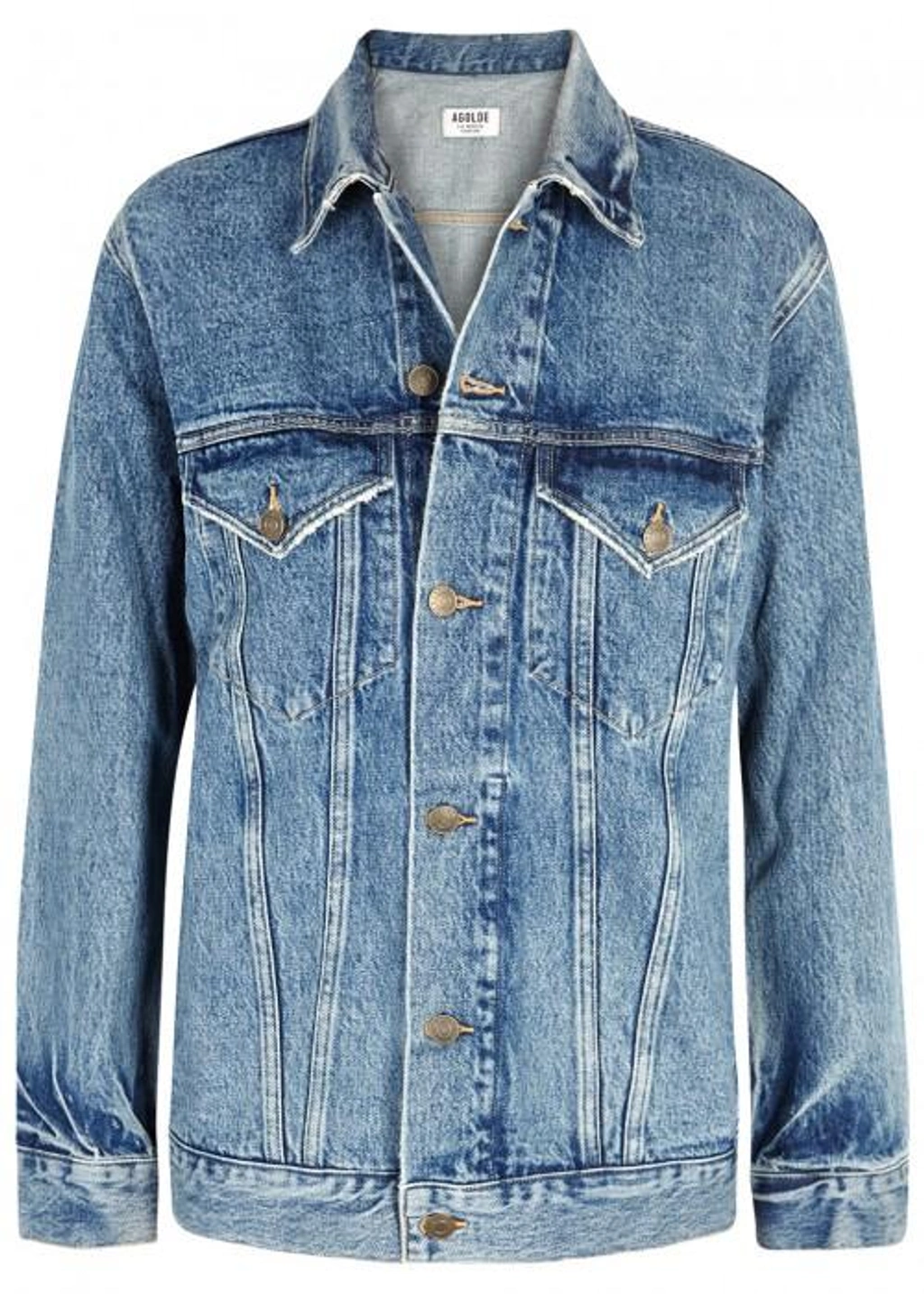 Agolde Jessie Blue Denim Jacket In Dark Blue ModeSens