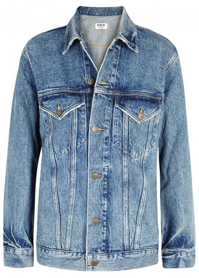 Shop Agolde Jessie Blue Denim Jacket In Dark Blue