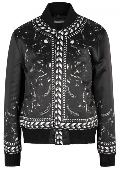 Shop Givenchy Panther-print Satin Jacket In Black