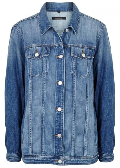 Shop J Brand Cyra Oversized Denim Jacket In Dark Blue