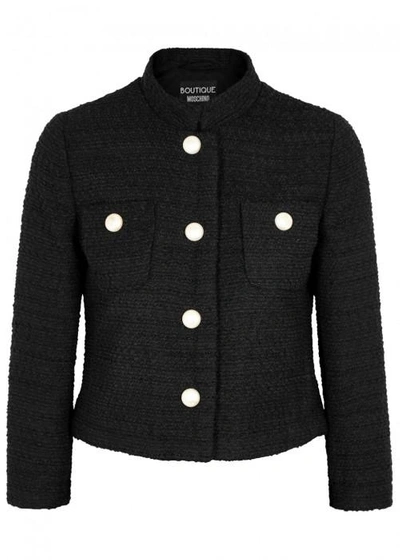 Shop Boutique Moschino Black Bouclé Tweed Jacket