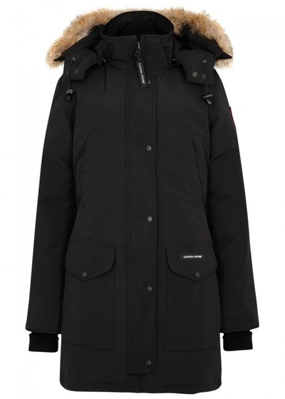 Shop Canada Goose Trillium Black Fur-trimmed Parka, Coat, Black, Parka