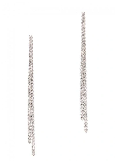 Shop Apm Monaco Couture Crystal-embellished Sterling Silver Drop Earrings