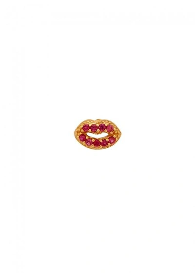 Shop Marc Jacobs Lips Crystal-embellished Stud Earring In Red