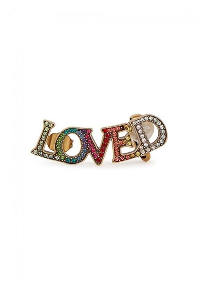 Shop Gucci Loved Crystal-embellished Earring In Multicoloured