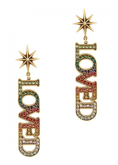 Shop Gucci Loved Crystal-embellished Earrings In Multicoloured