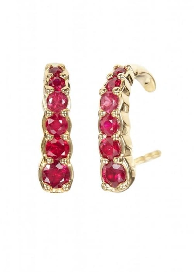 Shop Ara Vartanian Mini Hook Ruby Earrings