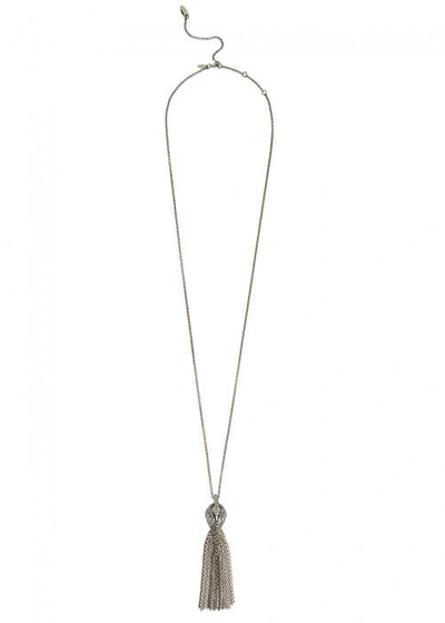 Shop Lanvin Embellished Silver Tone Necklace In Black