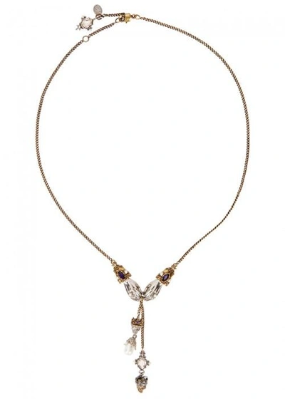 Shop Alexander Mcqueen King And Queen Hand Gold Tone Necklace