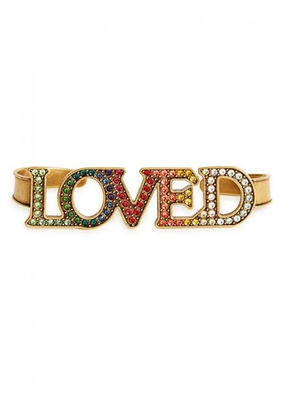Shop Gucci Loved Crystal-embellished Palm Cuff In Multicoloured