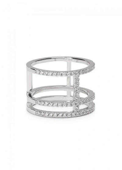 Shop Apm Monaco Crystal-embellished Sterling Silver Ring