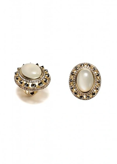 Shop Ara Vartanian Moonstone And Diamonds Ring