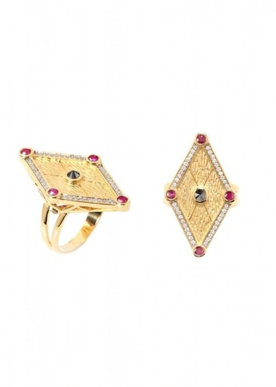 Shop Ara Vartanian Rubies And Diamonds Ring In Yellow Gold