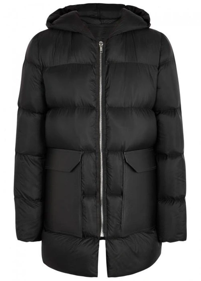 Shop Rick Owens Black Quilted Shell Coat