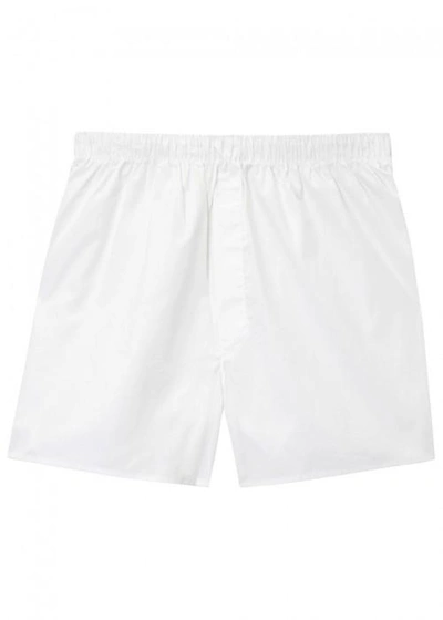 Shop Sunspel White Cotton Boxer Shorts