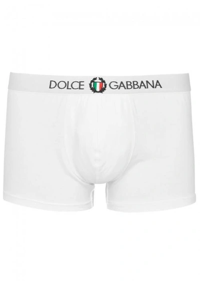 Shop Dolce & Gabbana White Stretch Cotton Boxer Briefs