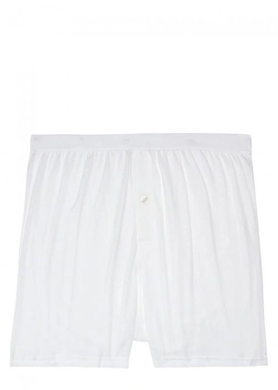 Shop Sunspel White Cotton Boxer Shorts