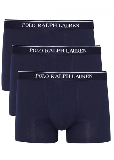 Shop Polo Ralph Lauren Navy Stretch Cotton Boxer Briefs - Set Of Three