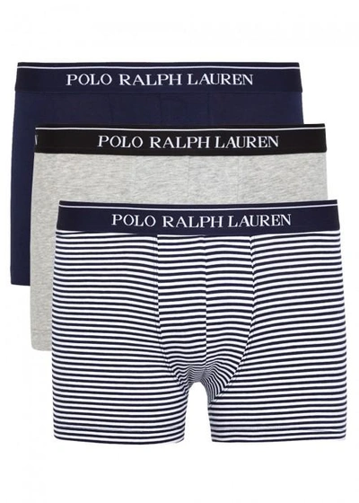 Shop Polo Ralph Lauren Classic Stretch Cotton Boxer Briefs - Set Of Three In Grey