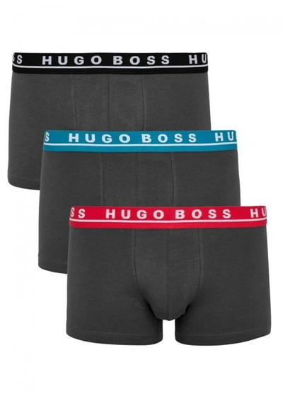 Shop Hugo Boss Grey Stretch Cotton Boxer Briefs - Set Of Three