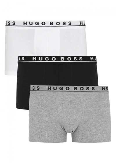 Shop Hugo Boss Stretch Cotton Boxer Briefs - Set Of Three In Black And Grey