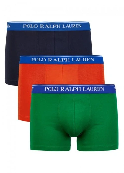 Shop Polo Ralph Lauren Classic Stretch Cotton Boxer Briefs - Set Of Three In Green