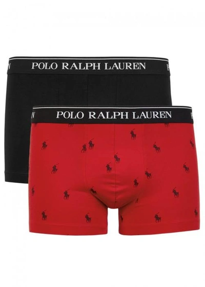 Shop Polo Ralph Lauren Classic Stretch Cotton Boxer Briefs - Set Of Two In Black And Red