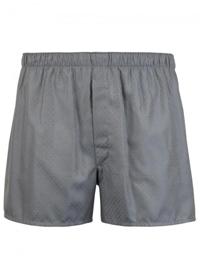 Shop Sunspel Grey Cotton Jacquard Boxer Shorts