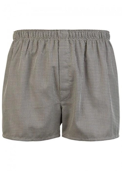 Shop Sunspel Black Cotton Jacquard Boxer Shorts
