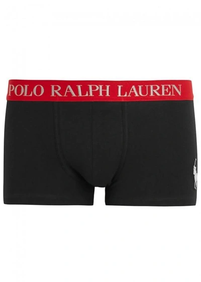 Shop Polo Ralph Lauren Black Stretch Cotton Boxer Briefs In Black And Red