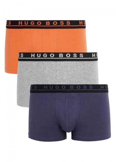 Shop Hugo Boss Stretch Cotton Boxer Briefs - Set Of Three In Orange