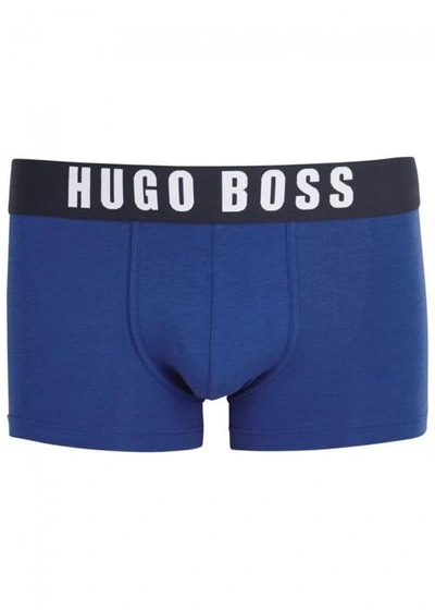 Shop Hugo Boss Blue Stretch Cotton Boxer Briefs In Bright Blue