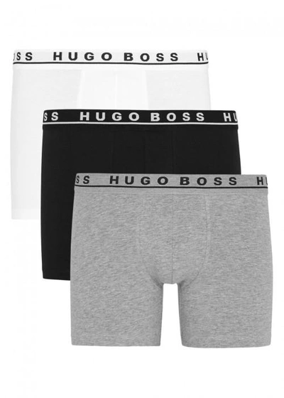 Shop Hugo Boss Stretch Cotton Boxer Briefs - Set Of Three In Grey
