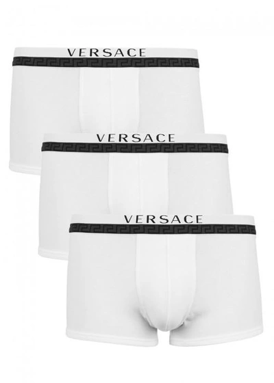 Shop Versace Stretch Cotton Boxer Briefs - Set Of Three In White